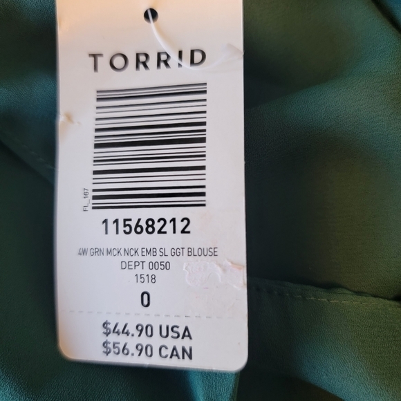 Torrid Embellished Mock Neck Green Blouse Size L - Picture 5 of 6